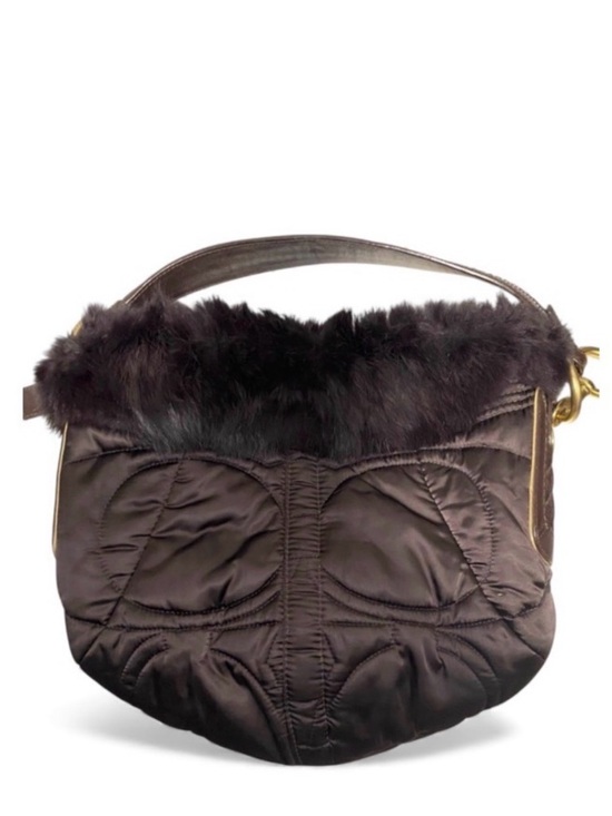 Coach Handbags - EUC Vintage Coach Brown Rabbit Fur Nylon Quilted Hobo Bag - Limited Edition